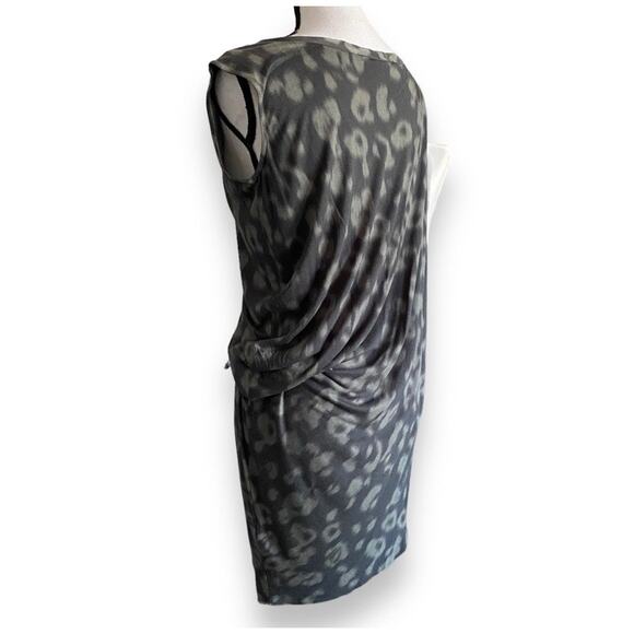 ALLSAINTS Gamma Ruched Sleeveless Dress XS Green Animal Print Asymmetrical Y2k - Picture 4 of 10